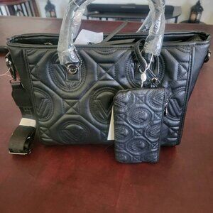 Valentino Orlandi Large Black Quilted Tote Bag NWT Style V-4001G